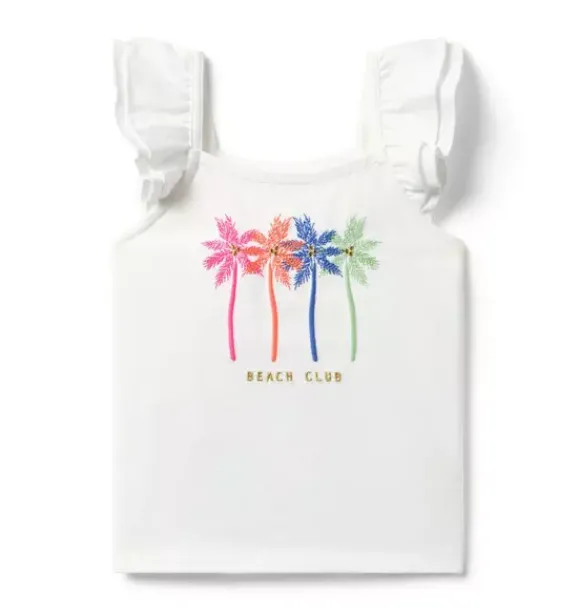 Janie and Jack Sleeveless Tops-Beach Club Tee white
