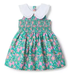 Janie and Jack Dresses-Betsy Meadow Dress Made With Liberty Fabric green betsy meadow floral