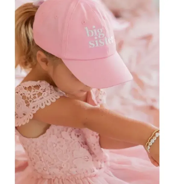 Janie and Jack Kids Accessories-Big Sister Bow Baseball Hat pink