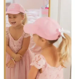 Janie and Jack Kids Accessories-Big Sister Bow Baseball Hat pink