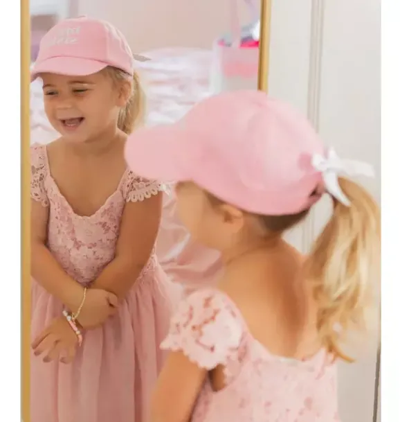 Janie and Jack Kids Accessories-Big Sister Bow Baseball Hat pink