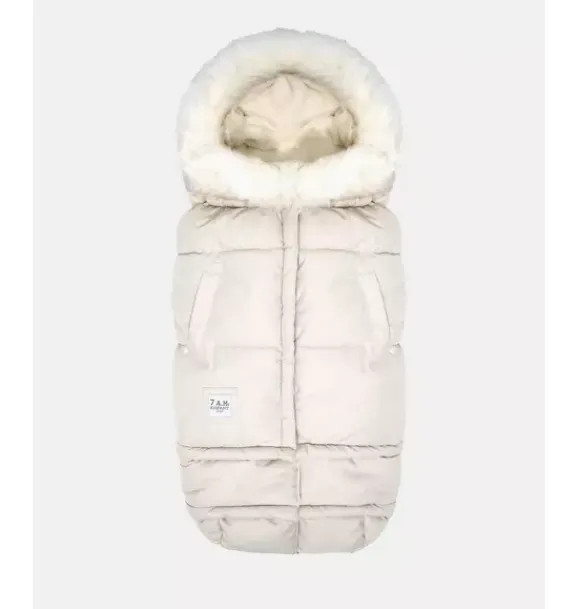 Janie and Jack Strollers-Blanket 212 evolution - Tundra Plush heather beige - white faux fur