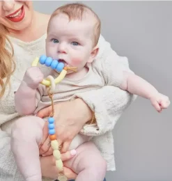Janie and Jack Teethers And Bottles-bell Arch Ring Teether + Clip Set blue