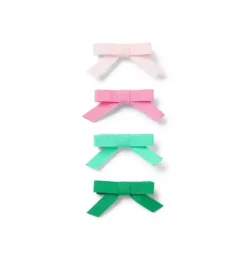 Janie and Jack Hair-Bow Barrette Set pink and green multi