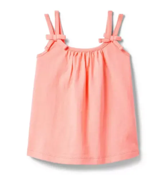 Janie and Jack Sleeveless Tops-Bow Double Strap Top peach nectar