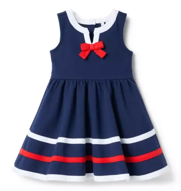 Janie and Jack Swim Outfits|Dresses-Bow Ponte Dress merchant marine