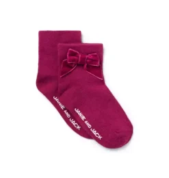 Janie and Jack Socks & Tights-Bow Sock dark berry