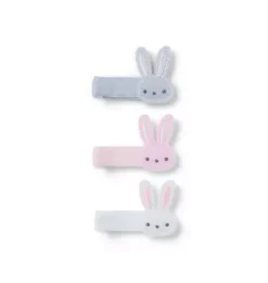 Janie and Jack Hair-Bunny Barrette Set light pink, white and light blue