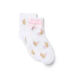 Janie and Jack Socks & Tights-Bunny Bow Sock white bunny
