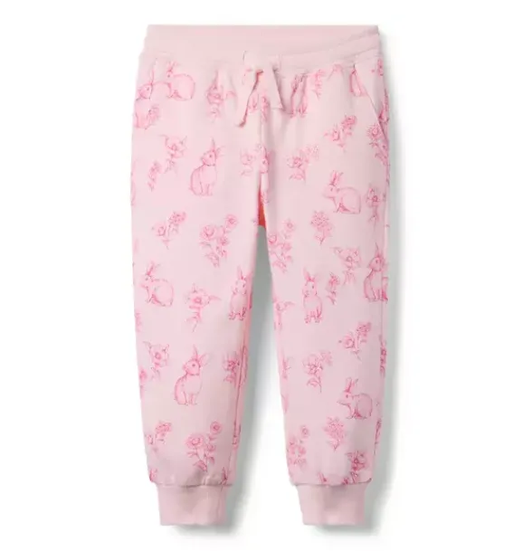 Janie and Jack Pants|Matching Sets-Bunny Floral Jogger pale pink bunny floral