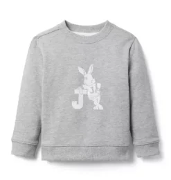 Janie and Jack Sweaters & Sweatshirts-Bunny French Terry Sweatshirt classic grey heather