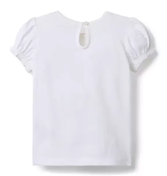 Janie and Jack Short Sleeve Tops-Bunny Puff Sleeve Tee white