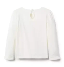 Janie and Jack Long Sleeve Tops-Bunny Tee ivory