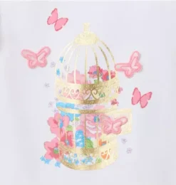 Janie and Jack Short Sleeve Tops-Butterfly Ruffle Sleeve Tee white