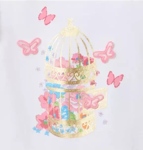 Janie and Jack Short Sleeve Tops-Butterfly Ruffle Sleeve Tee white