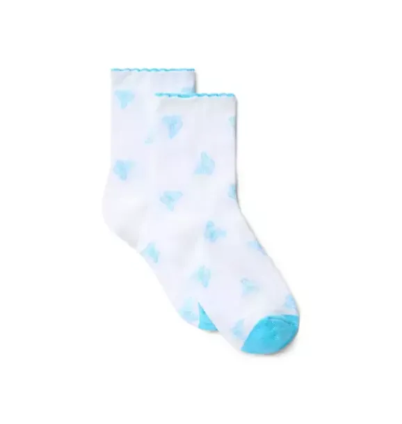 Janie and Jack Socks & Tights-Butterfly Sock white butterfly