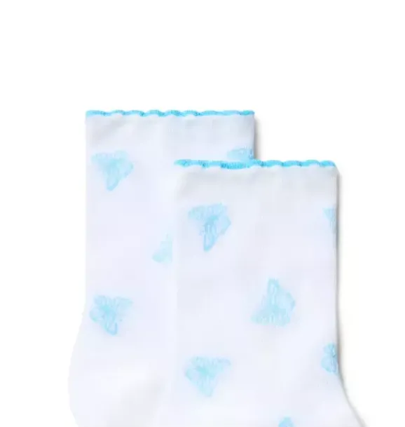Janie and Jack Socks & Tights-Butterfly Sock white butterfly