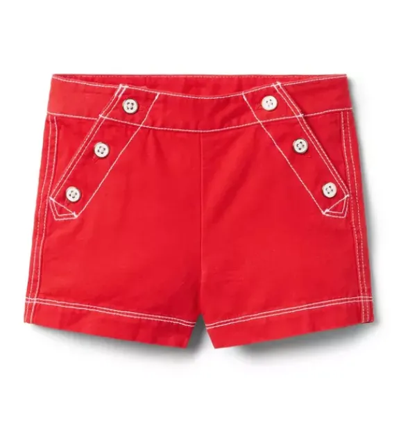 Janie and Jack Skirts & Shorts-Button Canvas Short cherry