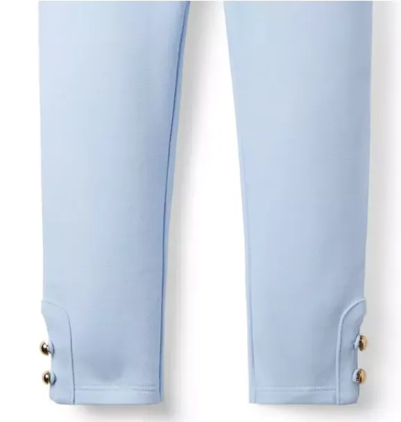 Janie and Jack Pants-Button Cuff Ponte Pant light blue