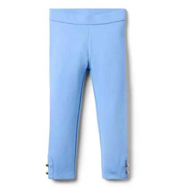 Janie and Jack Pants-Button Cuff Ponte Pant blue lake