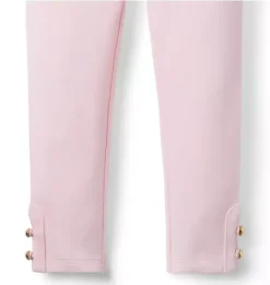 Janie and Jack Pants-Button Cuff Ponte Pant pale pink