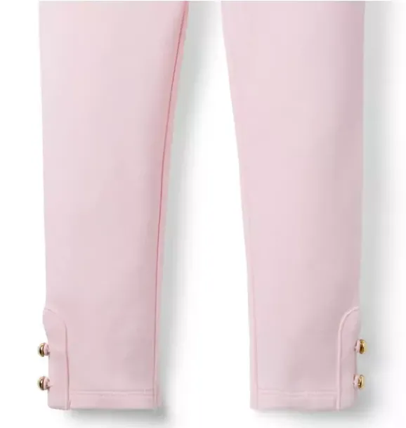 Janie and Jack Pants-Button Cuff Ponte Pant pale pink