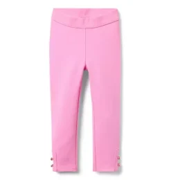 Janie and Jack Pants-Button Cuff Ponte Pant preppy pink