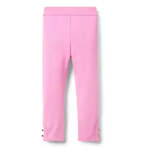 Janie and Jack Pants-Button Cuff Ponte Pant preppy pink