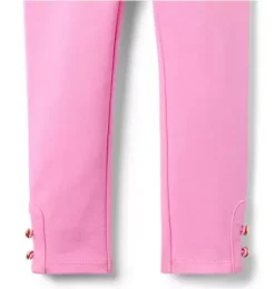 Janie and Jack Pants-Button Cuff Ponte Pant preppy pink