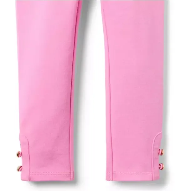 Janie and Jack Pants-Button Cuff Ponte Pant preppy pink