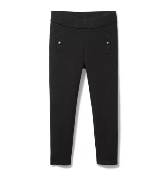 Janie and Jack Pants-Button Ponte Pant jj black