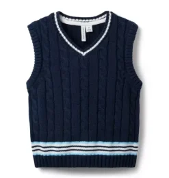 Janie and Jack Sweaters & Sweatshirts-Cable Knit Sweater Vest merchant marine