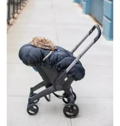 Janie and Jack Car Seats-Car Seat Cocoon - Tundra black faux fur