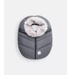 Janie and Jack Car Seats-Car Seat Cocoon - Tundra heather grey dark - arctic faux fur
