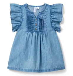 Janie and Jack Dresses-Chambray Ruffle Sleeve Dress moxie light wash