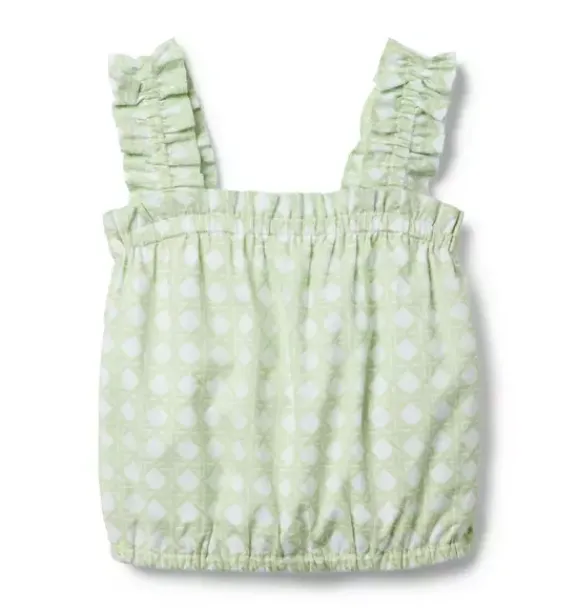 Janie and Jack Sleeveless Tops|Matching Sets-Checked Ruffle Strap Top green fields check