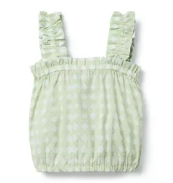Janie and Jack Sleeveless Tops|Matching Sets-Checked Ruffle Strap Top green fields check