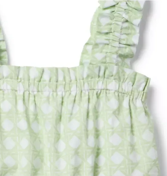 Janie and Jack Sleeveless Tops|Matching Sets-Checked Ruffle Strap Top green fields check