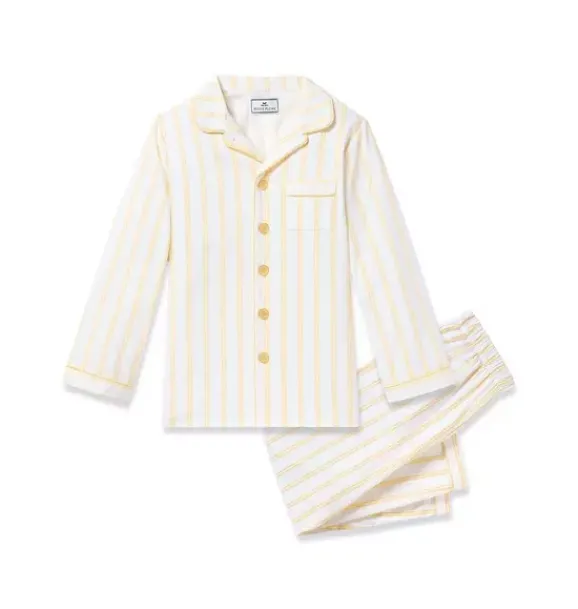 Janie and Jack Kids Pajamas|Petite Plume-Children's Twill Pajama in Sunny Stripe yellow