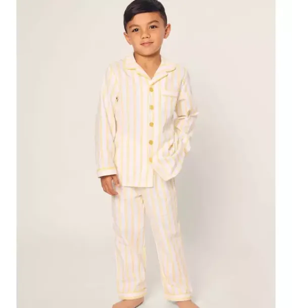 Janie and Jack Kids Pajamas|Petite Plume-Children's Twill Pajama in Sunny Stripe yellow