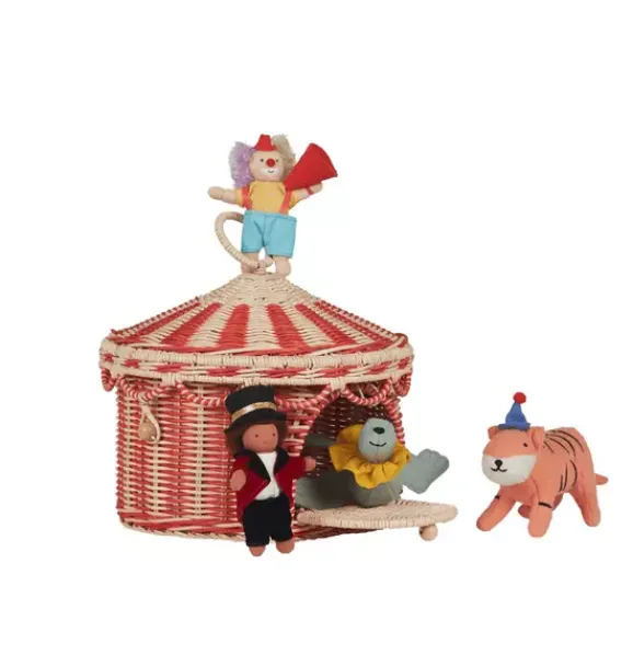 Janie and Jack Storage-Circus Tent Basket - red & straw