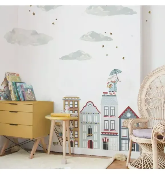 Janie and Jack Wallpaper-Clouds in the Sky Wall Decal Set multi