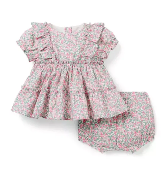 Janie and Jack Online Exclusives|Sets-Colleen's Orchard Matching Baby Set Made With Liberty Fabric white colleen's orchard print
