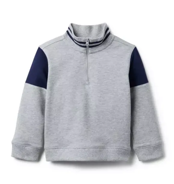 Janie and Jack Matching Sets|Sweaters & Sweatshirts-Colorblock Half Zip Sweatshirt classic grey heather
