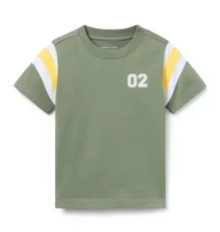 Janie and Jack Tees-Colorblock Sleeve Tee coastline green