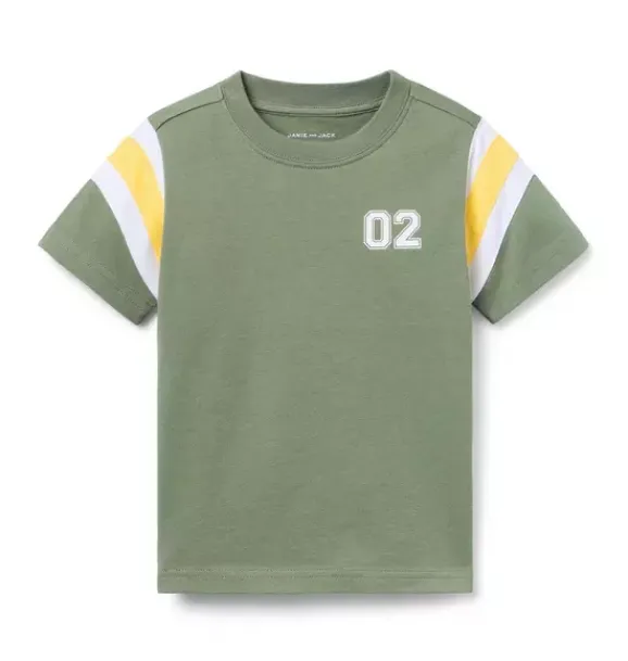 Janie and Jack Tees-Colorblock Sleeve Tee coastline green