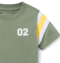 Janie and Jack Tees-Colorblock Sleeve Tee coastline green