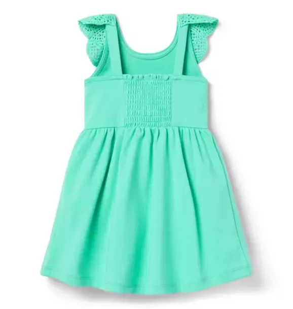 Janie and Jack Dresses-Crochet Collar Ponte Dress fresh mint