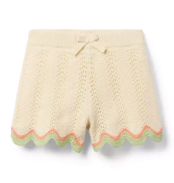 Janie and Jack Matching Sets|Skirts & Shorts-Crochet Scallop Hem Short vanilla foam