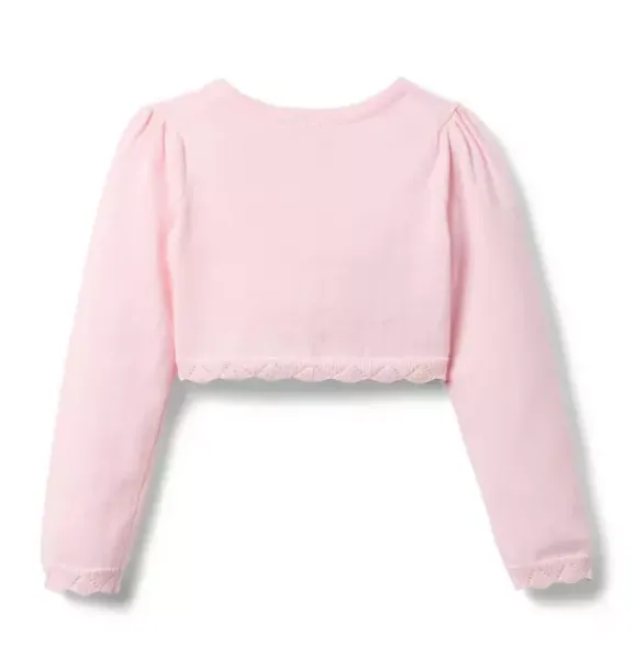 Janie and Jack Sweaters & Sweatshirts-Crochet Trim Cropped Cardigan pale pink